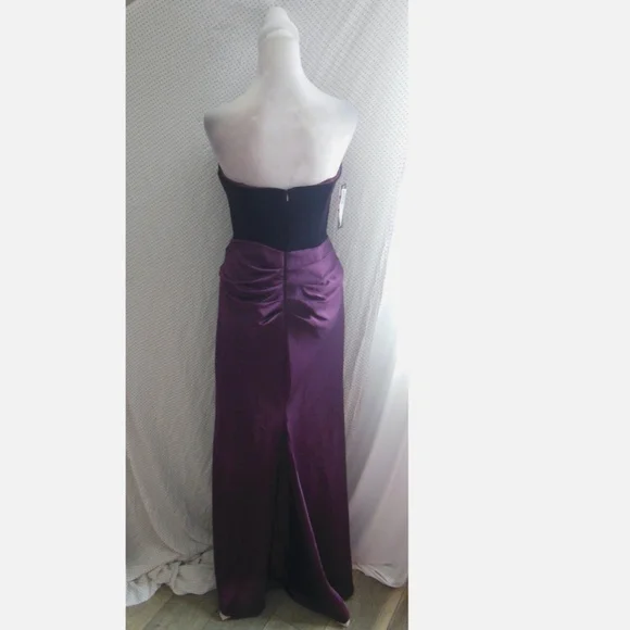 NEW Betsy & Adam PLUM Strapless CORSET Bustier VELVET & SATIN Draped GOWN 4 - Picture 11 of 13